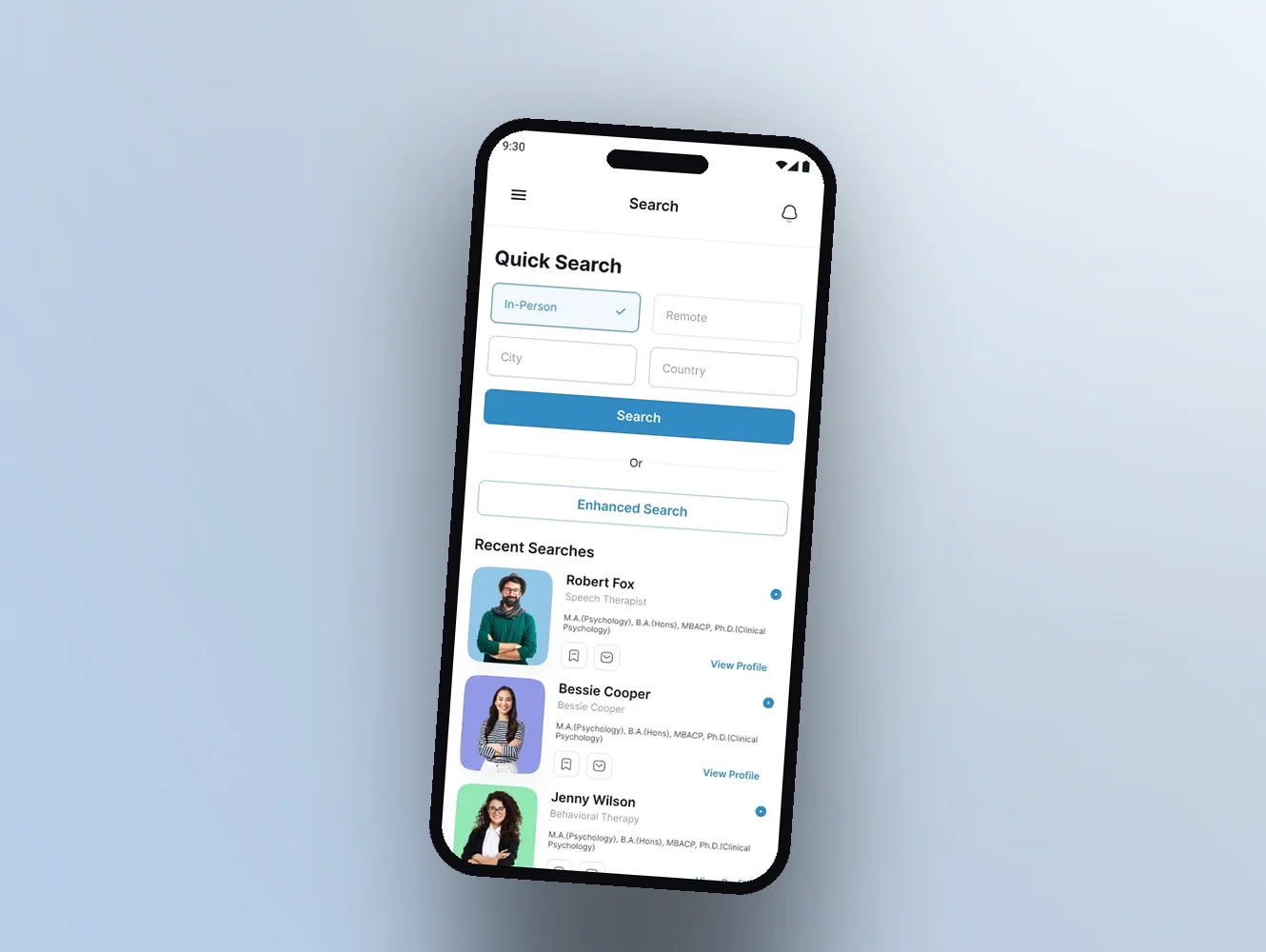 Quick search: in-person or remote, city and country