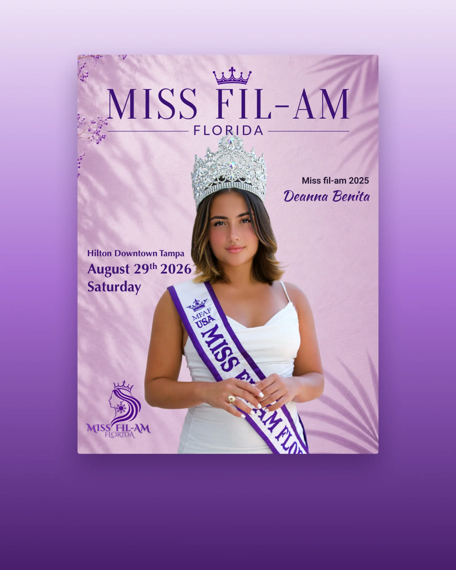 The programme cover: the reigning queen in crown and sash