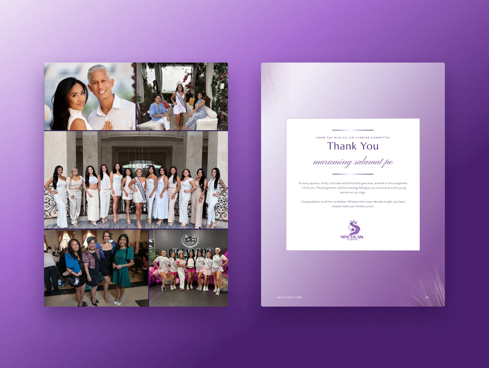 The sisterhood photo spread and the thank-you page