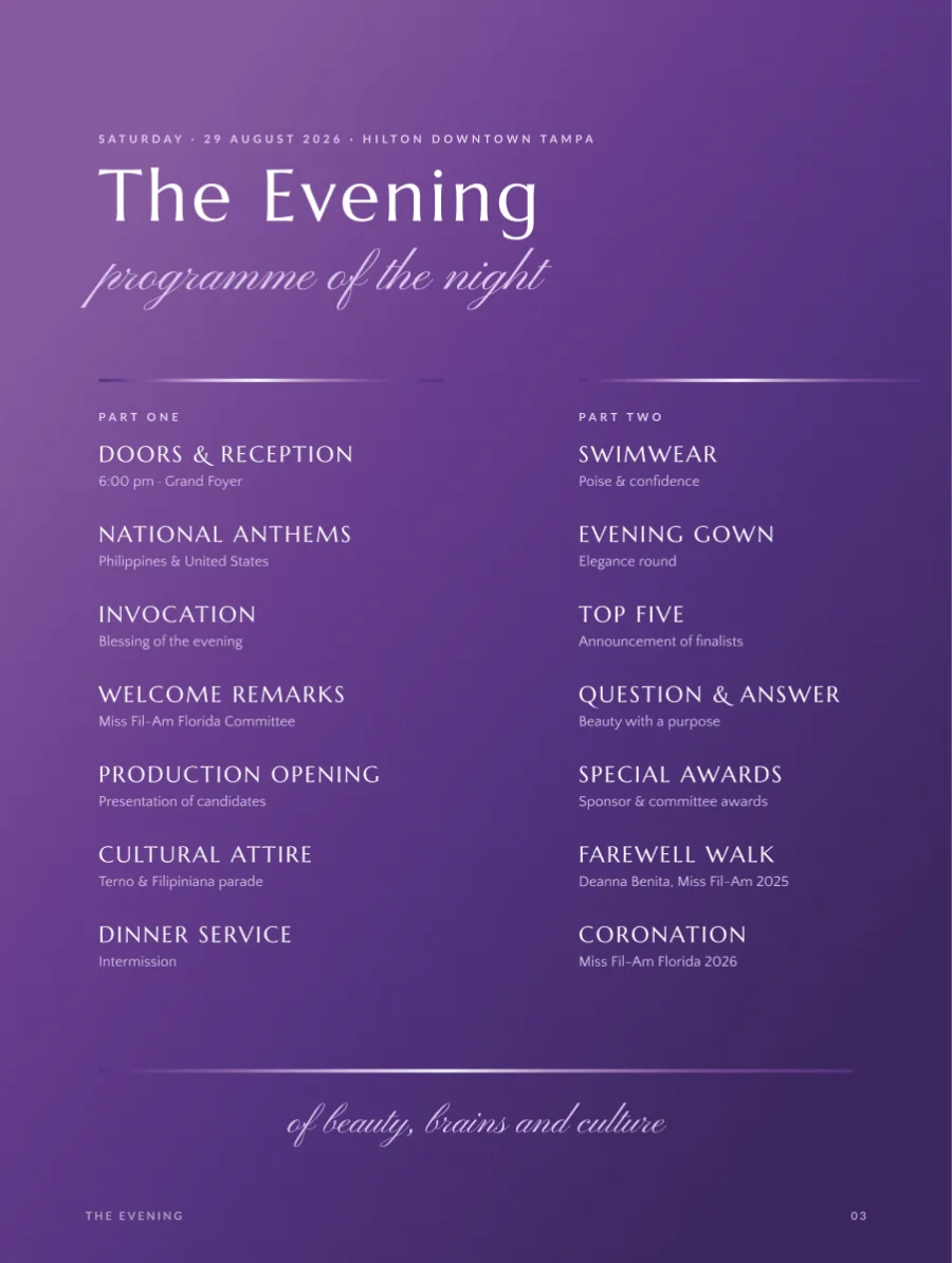 The evening: programme of the night